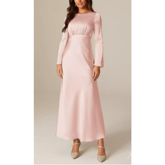 AW BRIDAL Dresses & Skirts - AW BRIDAL 8 M pearl pink Ginevra satin formal bridesmaid maxi dress NEW B26
